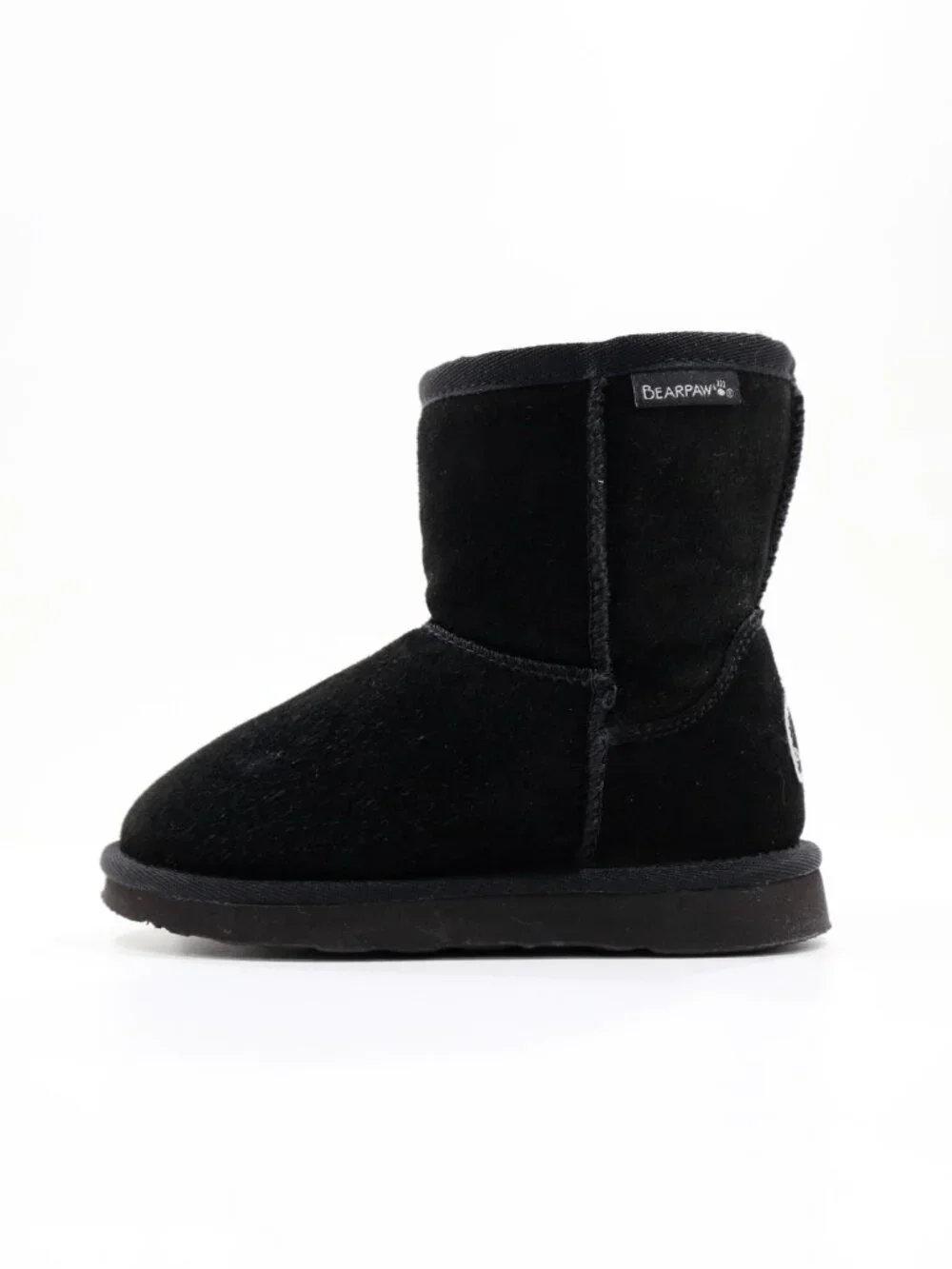 BearPaw Eliza Black Suede Faux-Fur Lined Winter Boots - Toddler 10